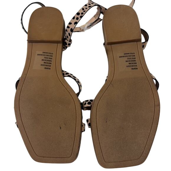 JustFab Wild & Free Sandals Womens 8.5 Brown Cheetah Print Strappy Toe Loop Chic - Picture 5 of 6